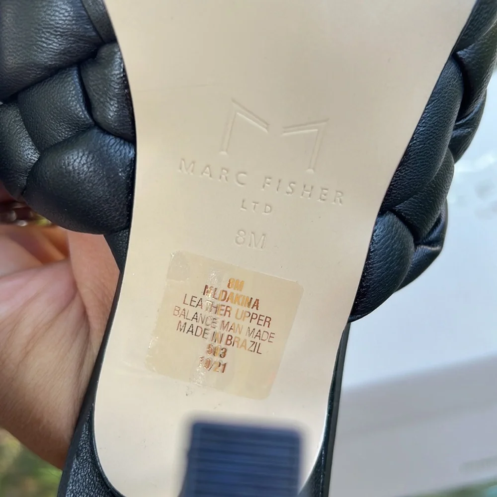 MARC FISHER DAKINA SQUARE TOE SLIDE new with box